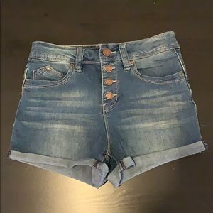 High rise denim shorts. Size 3